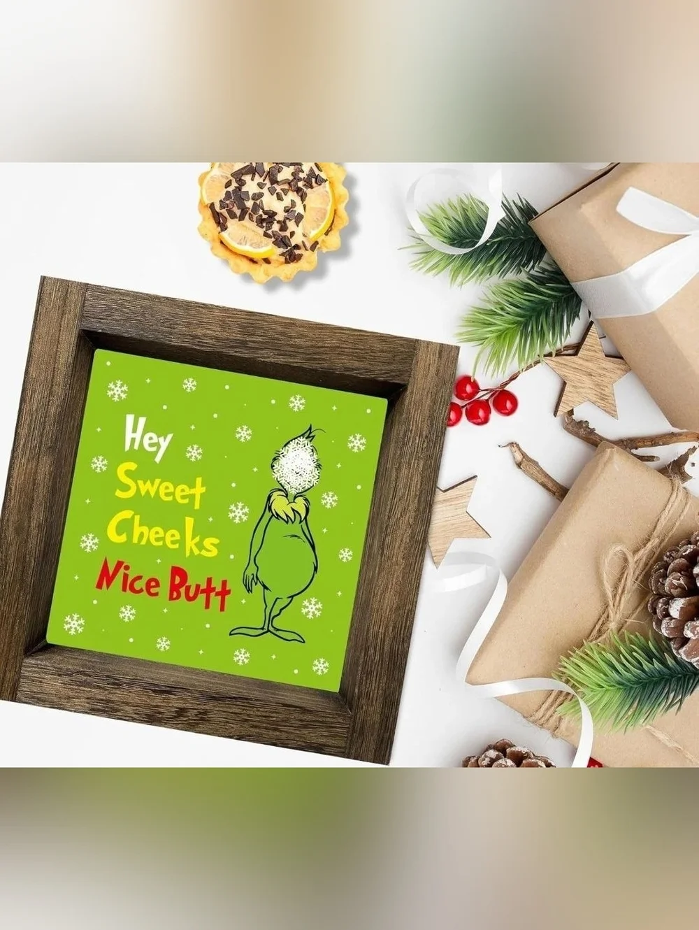 Christmas Wooden Sign for Home Bathroom Decor, 7x7